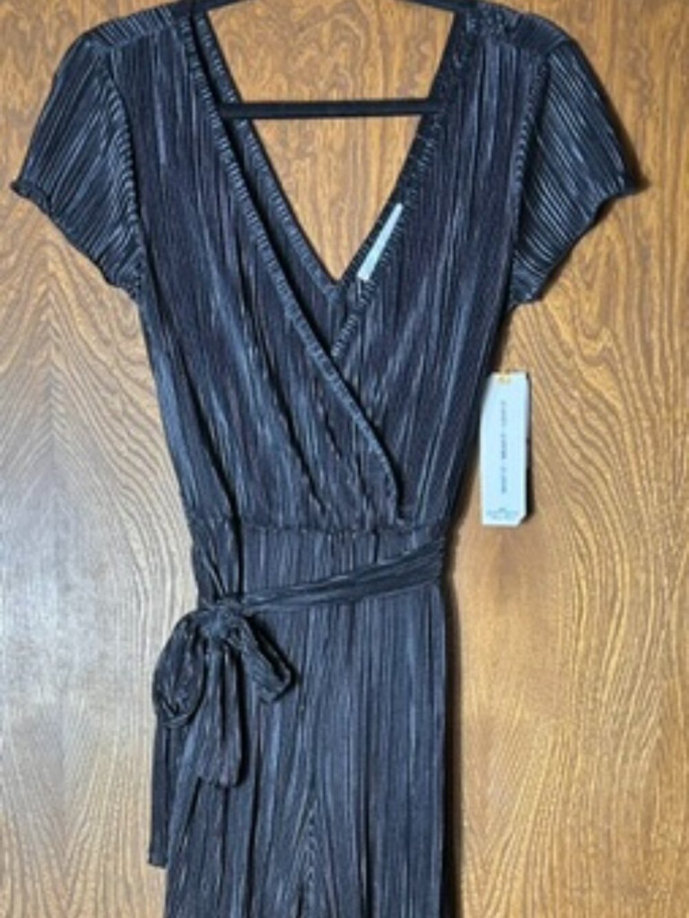 Almost Famous One Piece Jumpsuit Womens Sz Small Black V-Neck Elastic Waist NWT